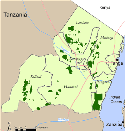 Coastal Forests of Kenya and Tanzania Tanzania Regions Tanga